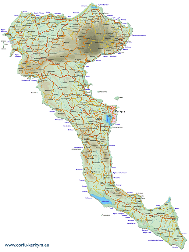 Mappa dell'isola di Corfu